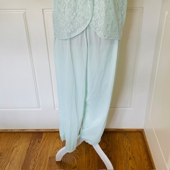 Vintage Vanity Fair Tricot Nylon 1960's Lace Lounge Set Pajamas Seafoam Medium - Picture 5 of 10
